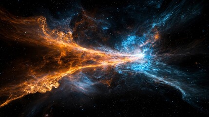 Obraz premium Cosmic collision of light and dark outer space digital art vastness celestial viewpoint universe concept