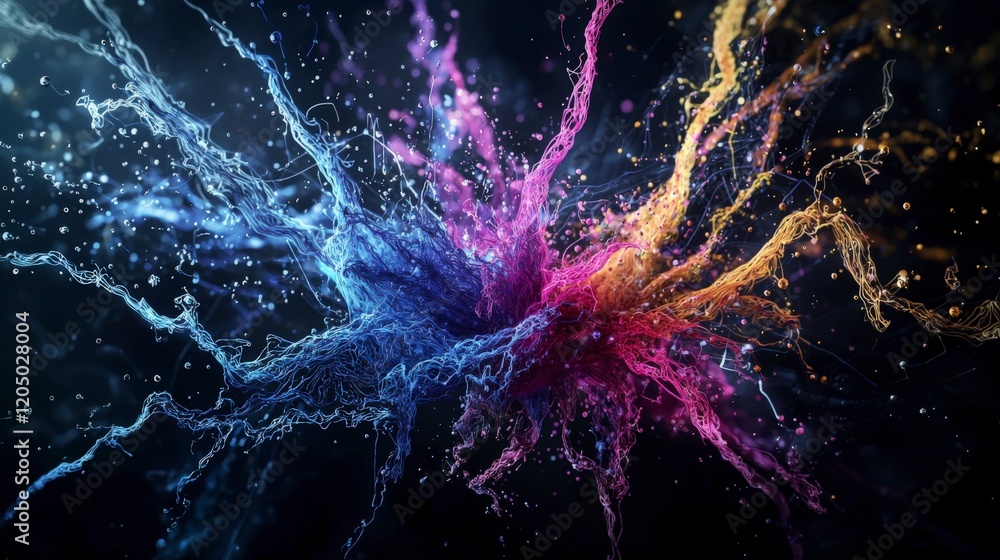 Fototapete Dynamic and colorful soundwaves captured in fluid lines abstract art digital creation vibrant environment artistic viewpoint