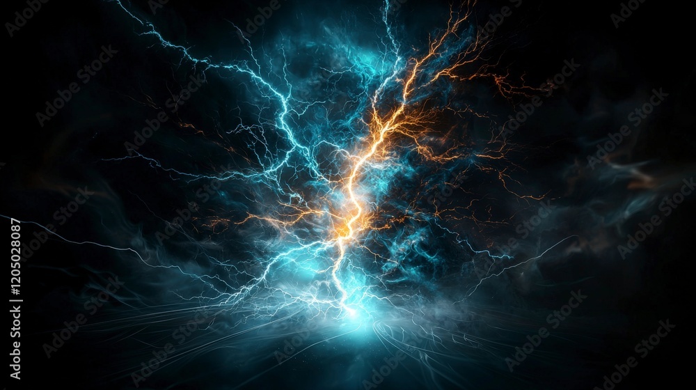 Aufkleber dynamic lines of lightning spiraling in the dark sky nature display digital art stormy environment a