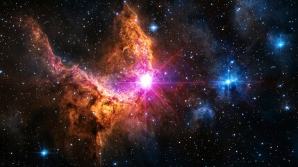 Exploding star event in deep space radiant light formation cosmic environment high-resolution view stellar concept
