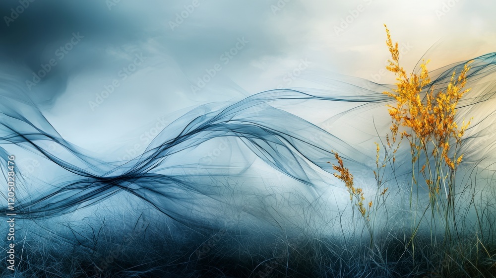 Aufkleber Flowing wind patterns in soft undulating lines nature abstract landscape calm environment artistic viewpoint