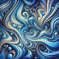 Fototapeta premium Abstract liquid marble background with highly saturated blue tones, featuring intricate swirling patterns and smooth gradients