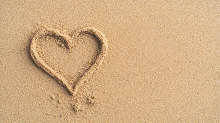 Heart Shape Drawn in Sand on a Beach Background for Romantic Themes