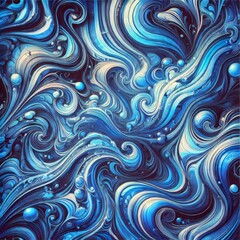 Fototapeta premium Abstract liquid marble background with highly saturated blue tones, featuring intricate swirling patterns and smooth gradients