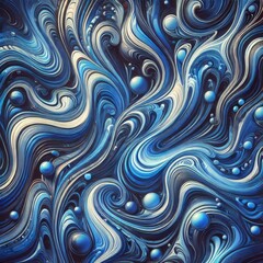 Fototapeta premium Abstract liquid marble background with highly saturated blue tones, featuring intricate swirling patterns and smooth gradients