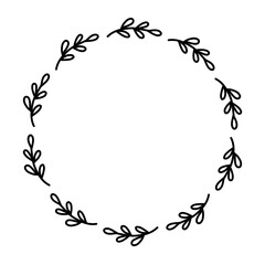 Black leaves circle frame