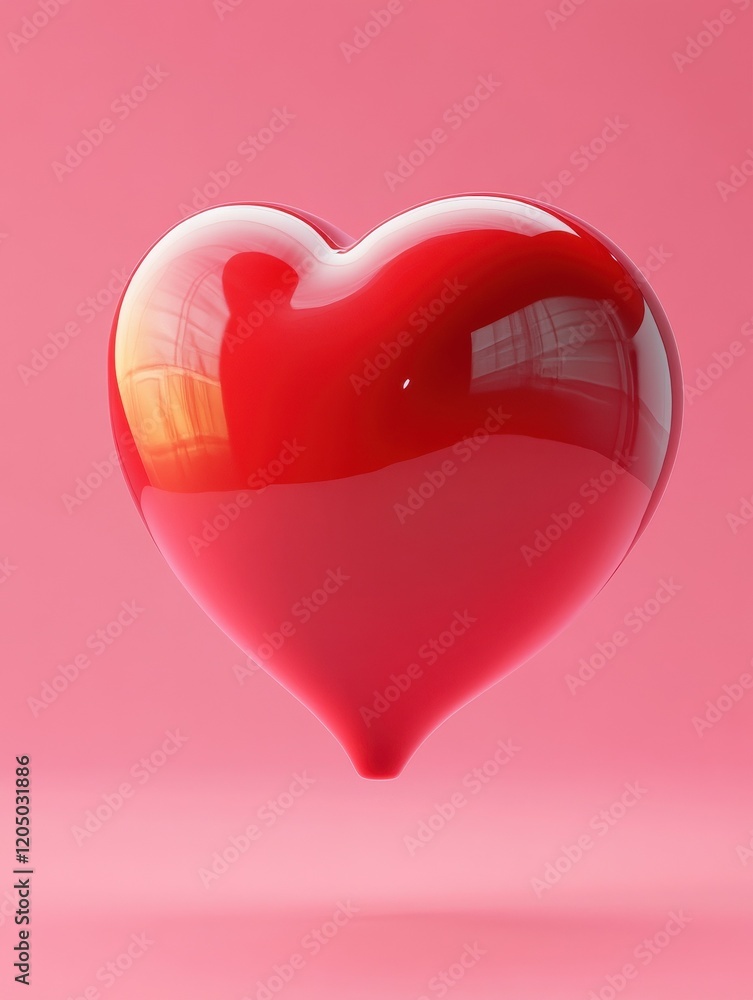 Poster valentine concept 3d red heart in speech bubble object isolated on pink background for graphic decor