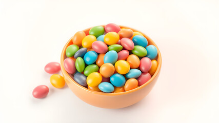 Isometric bowl of colorful candies. Generative AI
