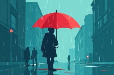 The man with the red umbrella