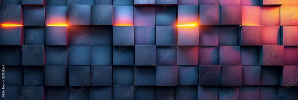 Poster abstract background with dark blue, purple and orange gradient color blocks arranged in an artistic 