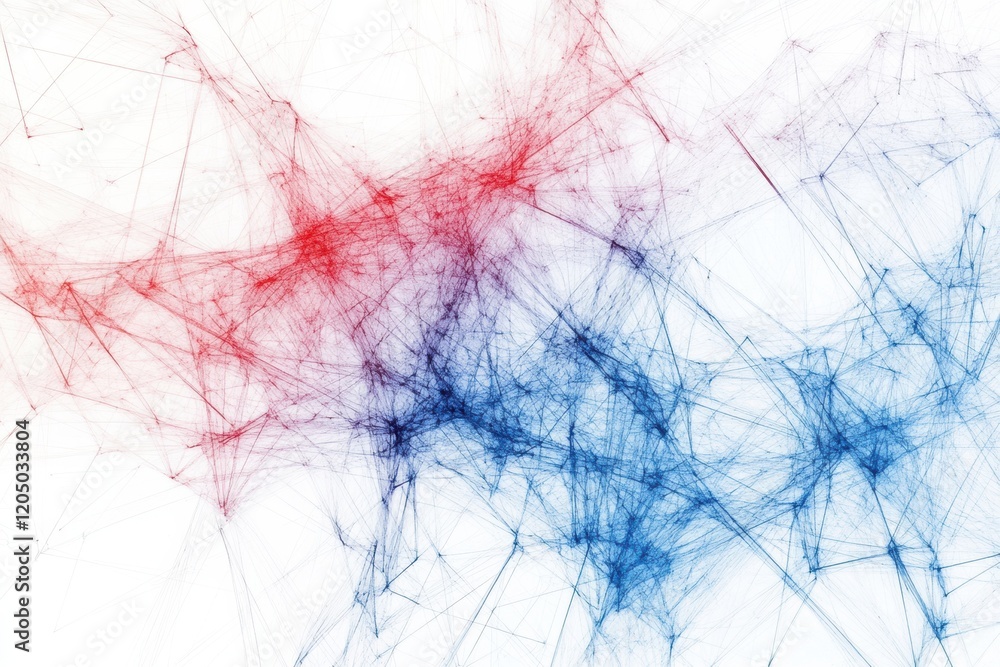 Aufkleber Colorful abstract lines create a dynamic visual representation of connectivity and energy in a digital environment. Generative AI