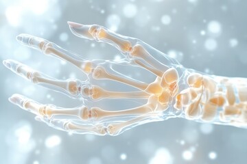 Hand Health Awareness: Anatomical Illustration of Bones and Joints