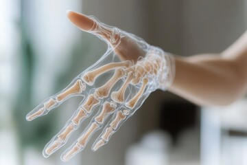 Hand Health Awareness: Anatomical Illustration of Bones and Joints