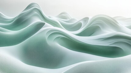 Obraz premium Abstract Green White Wavy Landscape Design