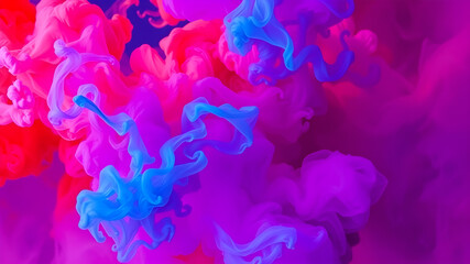 Dramatic smoke and fog in contrasting vivid red, blue, and purple colors. Vivid and intense abstract background or wallpaper. Generative AI