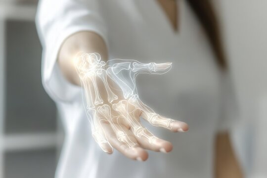 Hand Health Awareness: Anatomical Illustration of Bones and Joints - Powered by Adobe