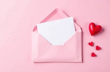 an envelope on a pink background. St. Valentine's Day