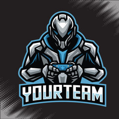 Mecha Robot Army Play Mascot Team Esports Logo Vector Illustration