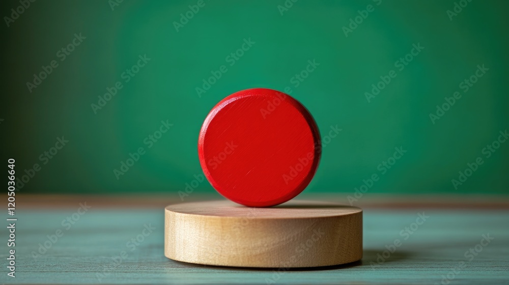 Canvas Prints Red Object on Wooden Base