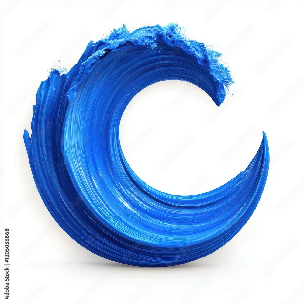 Poster abstract blue swirl dynamic paint stroke in a circular motion