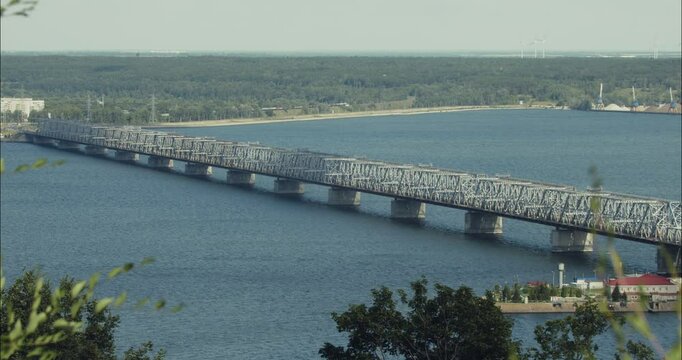 Imperial bridge crossing Volga river near Ulyanovsk, Russia
