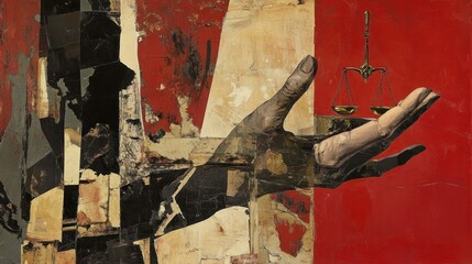 Hand of Justice: A Collage of Law and Balance