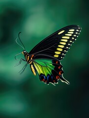 Fototapeta premium Black and yellow butterfly in flight