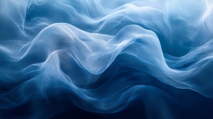 Fototapeta premium Blue Fabric Draped in Soft Waves Abstract Texture