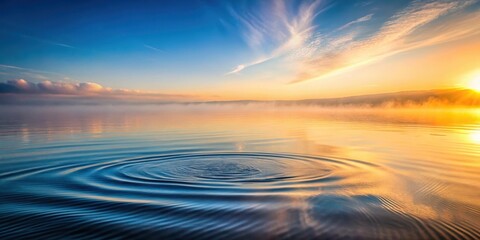 Obraz premium Softly glowing morning fog gently rolls over the calm sea surface