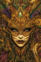 Fototapeta premium Woman Wearing Mask Close Up