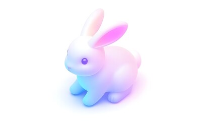 Obraz premium Pastel bunny, 3D render, isolated, white background, digital art, children's book