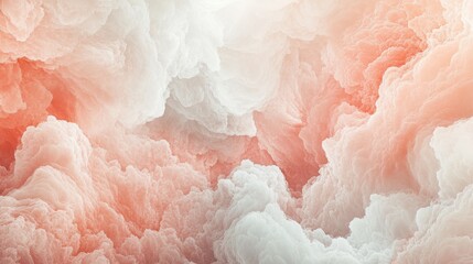 Abstract Coral and White Cloud Formation