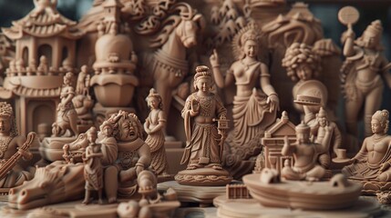 Fototapeta premium Design a series of 3D clay icons that represent various food and culinary concepts, such as fruits, vegetables, and different cuisines Use a mouthwatering 