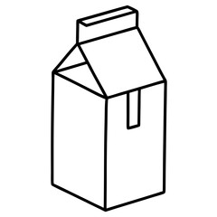 Milk Carton Line Art Illustration