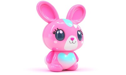 Obraz premium Pink bunny toy, studio shot, white background, children's product