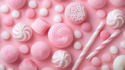 Background in pink and white sugary cotton candy hues