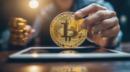 Person checking cryptocurrency market news on a tablet, following the latest developments in the crypto space.