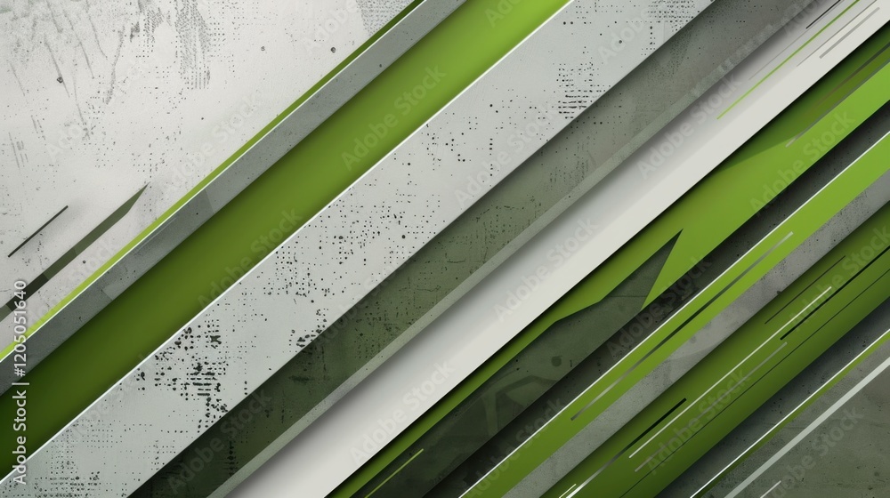 Poster a corporate header banner featuring green stripes on a textured grey abstract background. the design