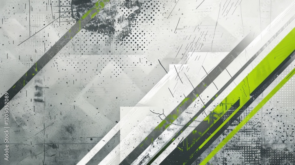 Poster a corporate header banner featuring green stripes on a textured grey abstract background. the design