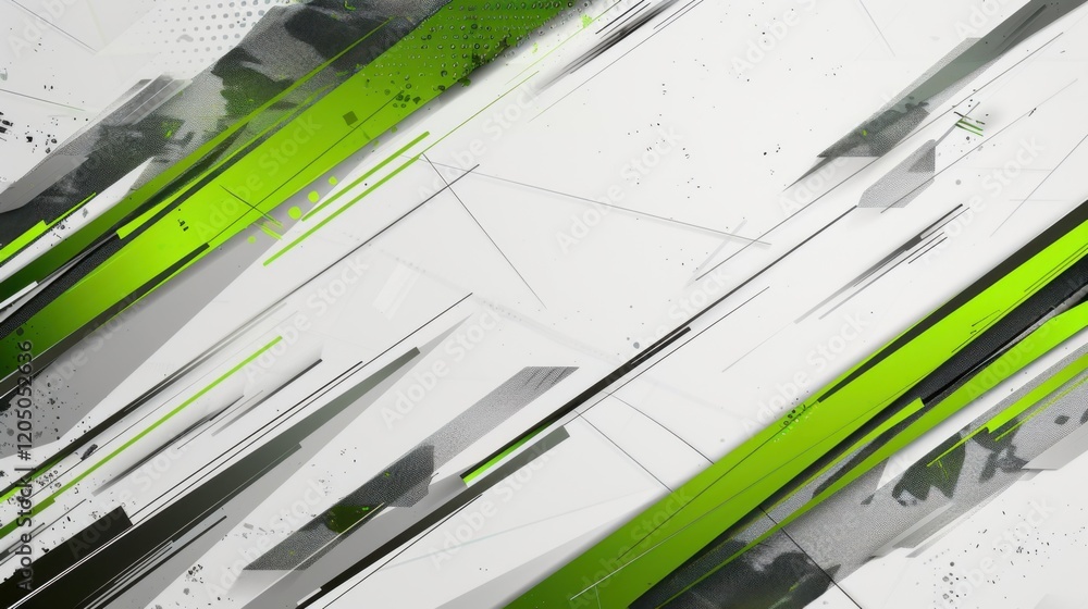 Poster a corporate header banner featuring green stripes on a textured grey abstract background. the design