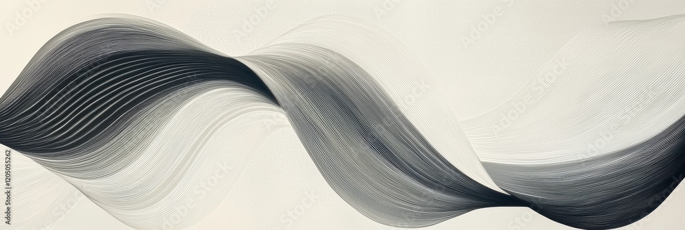 Poster swirling lines create elegant abstract waves in black and gray tones on a light background. generati