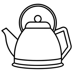 Minimalist Tea Kettle Line Art Vector