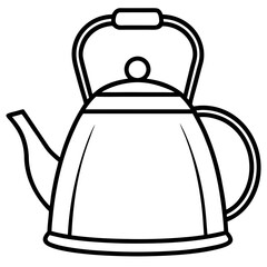 Minimalist Tea Kettle Line Art Vector