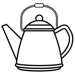 Minimalist Tea Kettle Line Art Vector