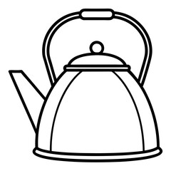 Minimalist Tea Kettle Line Art Vector