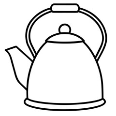 Minimalist Tea Kettle Line Art Vector