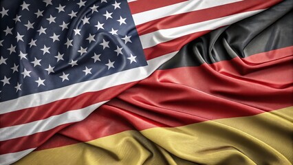 Obraz premium Two Flags Symbolizing Collaboration Between United States and Germany Tied Together