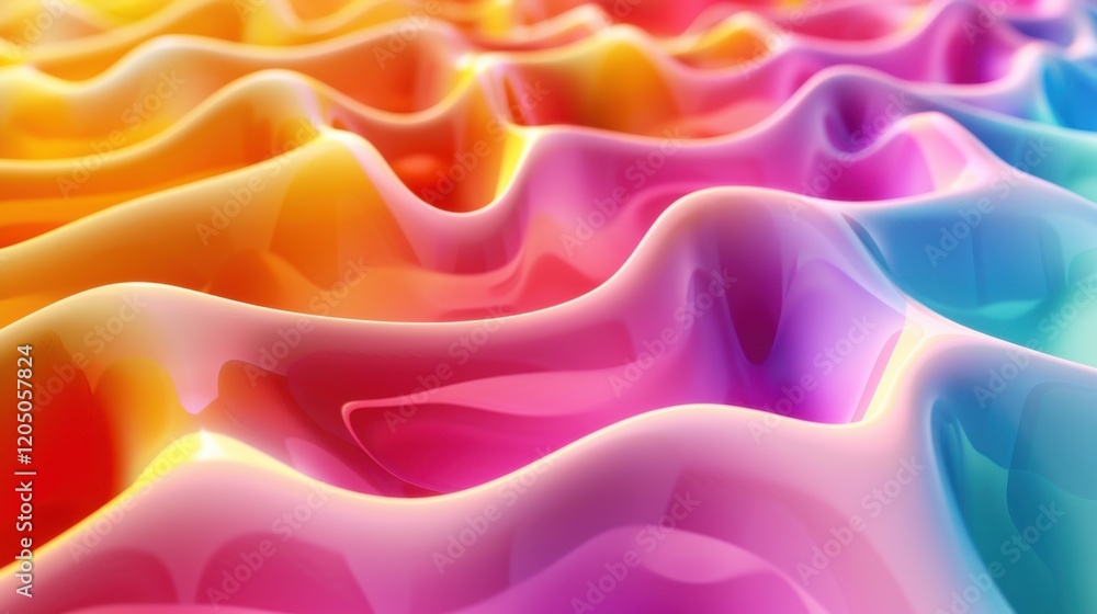 Poster a trendy abstract 3d rendering featuring a colorful wave gradient design.