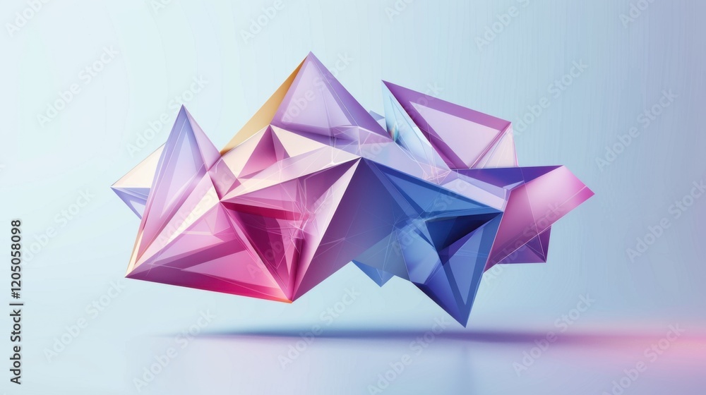 Poster abstract 3d geometric vector design with faceted shapes in a low-poly modern style. perfect for bann