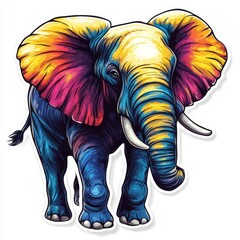 Obraz premium Vibrant and Artistic Elephant Illustration with Stunning Multicolor Palette and Striking Visual Style